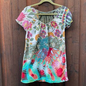 DESIGUAL embroidered cotton top A TOTALLY UNIQUE PIECE